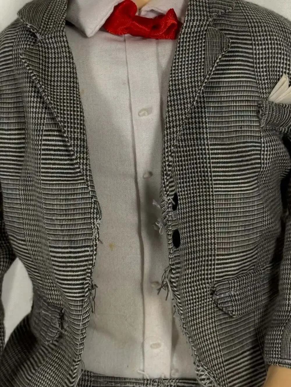 Vintage 1980s Pee-Wee Herman Pull String Talking Doll with Grey Suit